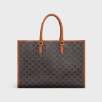 HORIZONTAL CABAS IN TRIOMPHE CANVAS AND CALFSKIN TAN