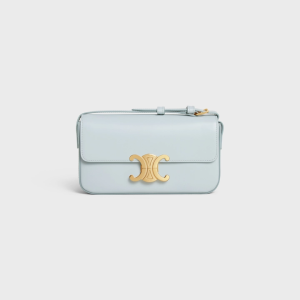 SHOULDER BAG TRIOMPHE IN SHINY CALFSKIN SOFT BLUE
