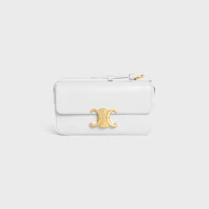 SHOULDER BAG TRIOMPHE IN SHINY CALFSKIN ARCTIC WHITE