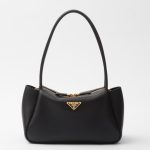 Prada Shoulder Bag in Black Calfskin with Triangle Logo