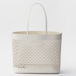 Prada Large Tote Bag in White Perforated Leather