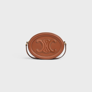 CROSSBODY OVAL PURSE CUIR TRIOMPHE IN SMOOTH CALFSKIN TAN