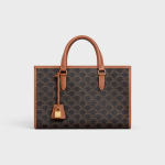 MINI HORIZONTAL CABAS IN TRIOMPHE CANVAS AND CALFSKIN TAN
