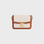 CLASSIQUE TRIOMPHE BAG IN TEXTILE WITH TRIOMPHE CROCHET EMBROIDERY NATURAL / TAN