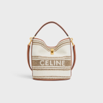 BUCKET 16 BAG IN STRIPED TEXTILE WITH CELINE JACQUARD AND CALFSKIN TOBACCO / TAN