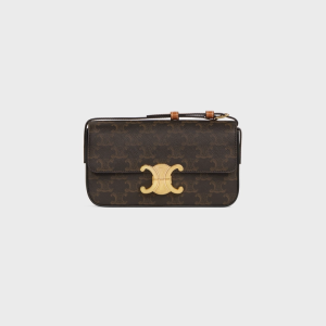 TRIOMPHE SHOULDER BAG IN TRIOMPHE CANVAS AND CALFSKIN TAN