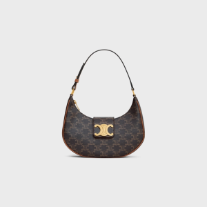 AVA TRIOMPHE SOFT BAG IN TRIOMPHE CANVAS AND CALFSKIN TAN