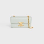 CHAIN SHOULDER BAG TRIOMPHE IN SHINY CALFSKIN JADE