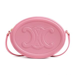 CROSSBODY OVAL PURSE CUIR TRIOMPHE IN SMOOTH CALFSKIN PINK