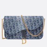 Dior Saddle Chain Pouch in Blue Denim Oblique Jacquard