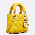 Dior Lady Dior Micro Bag In Yellow Cannage Lambskin