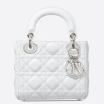 Dior Mini Lady Dior Bag In White Lambskin