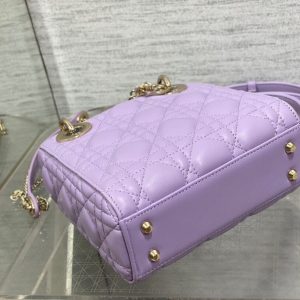 Dior Lady Dior Mini Bag with Chain in Lilas Cannage Lambskin
