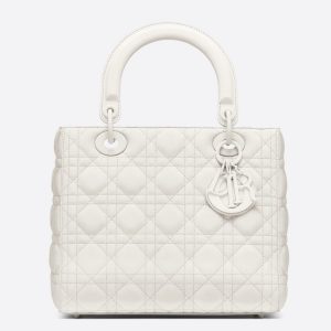 Dior Medium Lady Dior Bag In White Ultra Matte Calfskin