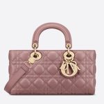 Dior Lady D-Joy Medium Bag In Peony Pink Cannage Lambskin