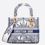Dior Medium Lady D-Lite Bag In Blue Multicolor R¨ºve d'Infini Embroidery
