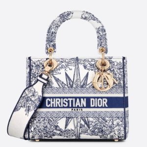 Dior Medium Lady D-Lite Bag In Blue Multicolor R¨ºve d'Infini Embroidery