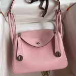 Hermes Lindy 26 Handmade Bag In Rose Sakura Clemence Leather