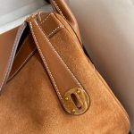 Hermes Lindy 30 Handmade Bag In Gold Doblis Suede Calfskin