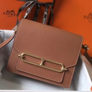 Hermes Sac Roulis Mini Bag In Gold Evercolor Calfskin