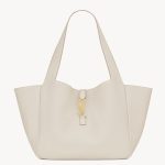 Saint Laurent LE 5 A 7 Bea Tote Bag in White Grained Leather