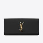 Saint Laurent Kate Clutch In Black Grained Leather