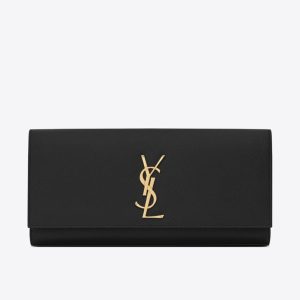 Saint Laurent Kate Clutch In Black Grained Leather