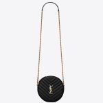 Saint Laurent Vinyle Round Camera Bag In Black Grained Leather