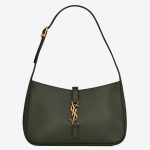 Saint Laurent Le 5 ? 7 Hobo Bag in Green Smooth Leather