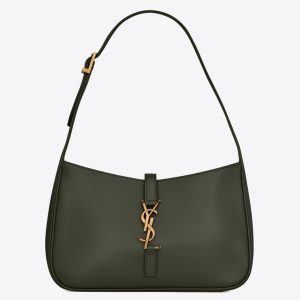 Saint Laurent Le 5 ? 7 Hobo Bag in Green Smooth Leather