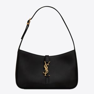 Saint Laurent Le 5 ¨¤ 7 Hobo Bag In Black Leather
