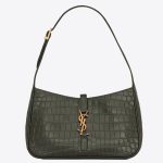 Saint Laurent Le 5 ? 7 Hobo Bag in Green Crocodile Embossed Leather