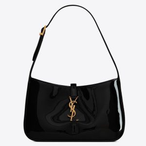 Saint Laurent Le 5 ? 7 Hobo Bag in Black Patent Calfskin