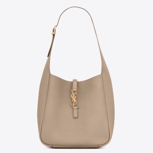 Saint Laurent Le 5 ? 7 Soft Small Shoulder Bag in Beige Leather