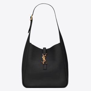 Saint Laurent Le 5 ? 7 Soft Small Shoulder Bag in Black Leather