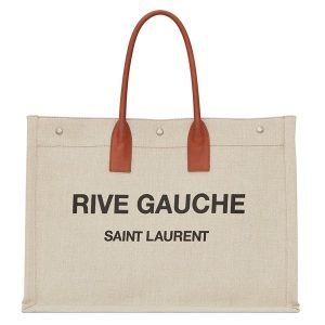 Saint Laurent Rive Gauche Tote Bag With Tan Handle