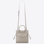 Saint Laurent Small Uptown Tote In Blanc Calfskin